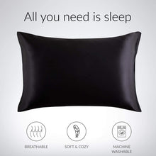 Load image into Gallery viewer, Satin Pillowcase for Hair and Skin, 2-Pack Pillow Cases - Satin Pillow Covers with Envelope Closure, Black