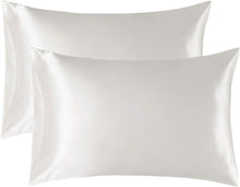 Load image into Gallery viewer, Satin Pillowcase for Hair and Skin, 2-Pack Pillow Cases - Satin Pillow Covers with Envelope Closure,  Ivory