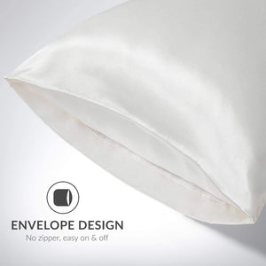 Satin Pillowcase for Hair and Skin, 2-Pack Pillow Cases - Satin Pillow Covers with Envelope Closure,  Ivory