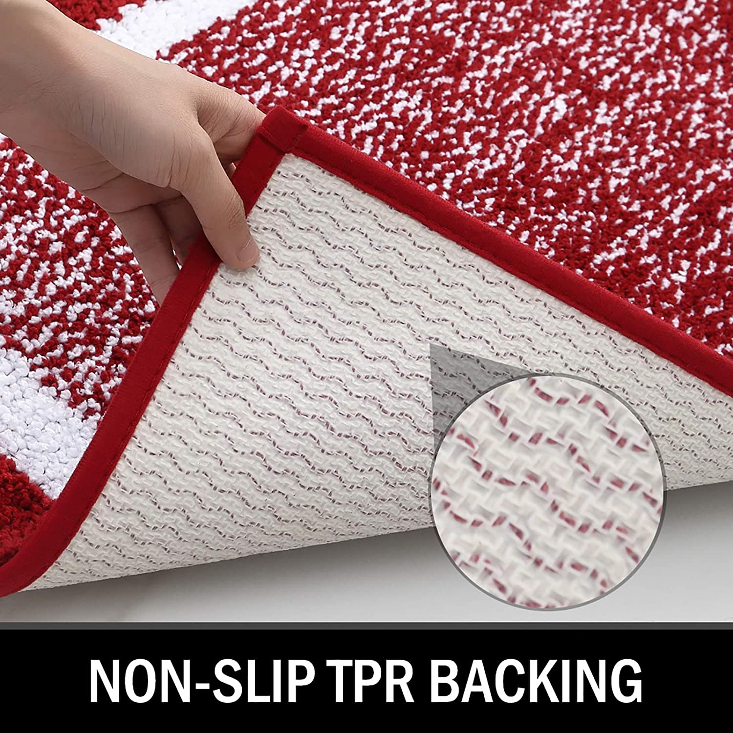 Red Bathroom Rug Mat, Extra Soft and Absorbent Microfiber Bath