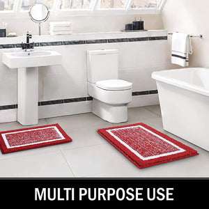 Bathroom Rug Mat, Ultra Soft and Water Absorbent Bath Rug, Bath Carpet, Machine Wash/Dry, for Tub, Shower, and Bath Room (Red)