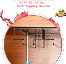 Load image into Gallery viewer, Wine Glass Rack - Under Cabinet Stemware Wine Glass Holder Glasses Storage Hanger Metal Organizer for Bar Kitchen Black