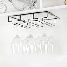 Load image into Gallery viewer, Wine Glass Rack - Under Cabinet Stemware Wine Glass Holder Glasses Storage Hanger Metal Organizer for Bar Kitchen Black