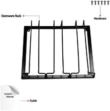 Load image into Gallery viewer, Wine Glass Rack - Under Cabinet Stemware Wine Glass Holder Glasses Storage Hanger Metal Organizer for Bar Kitchen Black