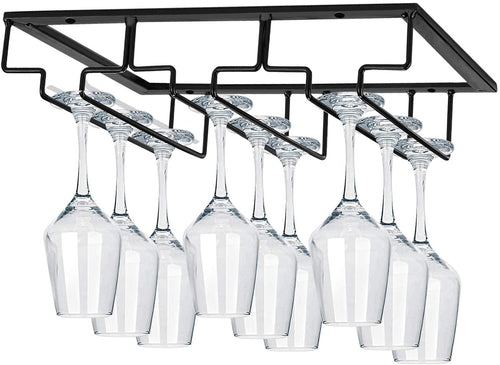 Wine Glasses Rack Under Cabinet Stemware Rack,Wine Glass Hanger Rack Wire Wine Glass Holder Storage Hanger for Cabinet Kitchen Bar (3 Rows)