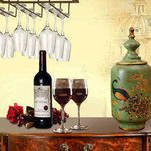 Load image into Gallery viewer, Wine Glasses Rack Under Cabinet Stemware Rack,Wine Glass Hanger Rack Wire Wine Glass Holder Storage Hanger for Cabinet Kitchen Bar (3 Rows)