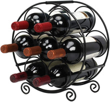 Load image into Gallery viewer, Wine Racks Countertop, 7 Bottles Wine Organizer Stand, Metal Free Standing Wine Storage Holder, Water Bottle Holder Stand-Black