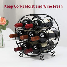 Load image into Gallery viewer, Wine Racks Countertop, 7 Bottles Wine Organizer Stand, Metal Free Standing Wine Storage Holder, Water Bottle Holder Stand-Black