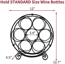Load image into Gallery viewer, Wine Racks Countertop, 7 Bottles Wine Organizer Stand, Metal Free Standing Wine Storage Holder, Water Bottle Holder Stand-Black