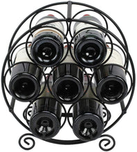 Load image into Gallery viewer, Wine Racks Countertop, 7 Bottles Wine Organizer Stand, Metal Free Standing Wine Storage Holder, Water Bottle Holder Stand-Black
