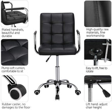 Load image into Gallery viewer, Desk Chair - Office Chair with Arms/Wheels for Teens/Students Swivel Faux Leather Home Computer Black