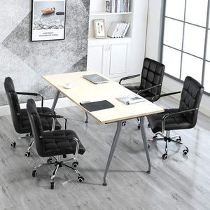 Desk Chair - Office Chair with Arms/Wheels for Teens/Students Swivel Faux Leather Home Computer Black