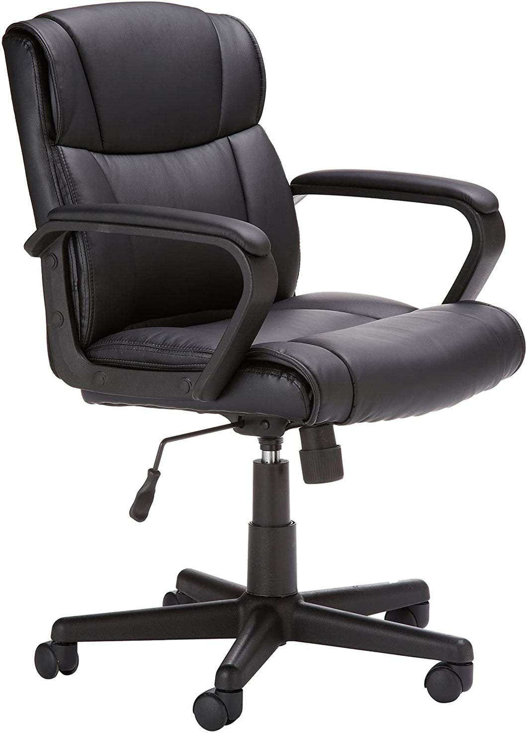 Ergonomic, Adjustable, Swivel Office Desk Chair with Armrest, Black Bonded Leather