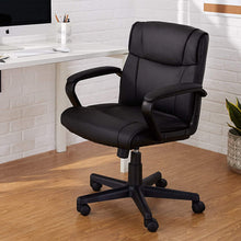 Load image into Gallery viewer, Ergonomic, Adjustable, Swivel Office Desk Chair with Armrest, Black Bonded Leather
