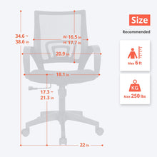 Load image into Gallery viewer, Office Chair Computer Desk Chair Gaming - Ergonomic Mid Back Cushion Lumbar Support with Wheels Comfortable Blue Mesh Racing Seat Adjustable Swivel Rolling Home Executive (Black)