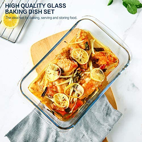 8-Piece Deep Glass Baking Dish Set with Plastic Lids