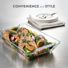 Load image into Gallery viewer, Superior Glass Casserole Dish Set - 4-Piece Rectangular Bakeware Set, Modern Unique Design Glass Baking-Dish Set - Grip Handles for Easy Carry from Hot Oven To Table, Nesting for Space-Saving Storage