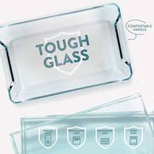 Load image into Gallery viewer, Superior Glass Casserole Dish Set - 4-Piece Rectangular Bakeware Set, Modern Unique Design Glass Baking-Dish Set - Grip Handles for Easy Carry from Hot Oven To Table, Nesting for Space-Saving Storage