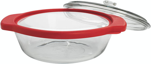 TrueFit Bakeware Glass Casserole Dish with Cover and Storage Lid, Cherry, 3-Piece Set