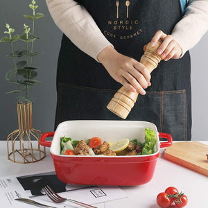 Ceramic Casserole Dish with Lid, 2.5Quart Square Lasagna Pan for Cooking, Dinner, Kitchen, 12.4 x 10.1 x 3.3 Inches (Red)