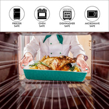 Load image into Gallery viewer, Bakeware Set, Ceramic Baking Dish, Rectangular Baking Pans Set, Casserole Dish for Cooking, Cake Dinner, Kitchen, Wrapping Upgrade, 12 x 8.5 Inches, 3-Piece (Cyan)