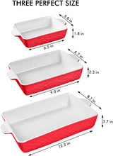 Load image into Gallery viewer, Bakeware Set, Ceramic Baking Dish, Rectangular Baking Pans Set, Casserole Dish for Cooking, Cake Dinner, Kitchen, Wrapping Upgrade, 12 x 8.5 Inches, 3-Piece (Red)