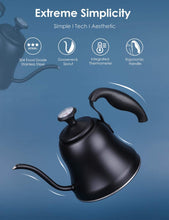 Load image into Gallery viewer, Tea Kettle with Thermometer for Stove Top Gooseneck Kettle, Small Pour Over Coffee Kettle, Goose Neck Tea Pot Stovetop Teapot, Hot Water Heater Boiler for Camping, Home &amp; Kitchen, Matte Black