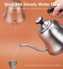 Load image into Gallery viewer, Tea Kettle with Thermometer for Stove Top Gooseneck Kettle, Small Pour Over Coffee Kettle, Goose Neck Tea Pot Stovetop Teapot, Hot Water Heater for Camping, Home &amp; Kitchen, Stainless Steel