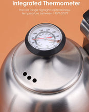 Load image into Gallery viewer, Tea Kettle with Thermometer for Stove Top Gooseneck Kettle, Small Pour Over Coffee Kettle, Goose Neck Tea Pot Stovetop Teapot, Hot Water Heater for Camping, Home &amp; Kitchen, Stainless Steel