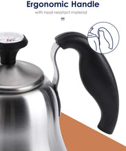Load image into Gallery viewer, Tea Kettle with Thermometer for Stove Top Gooseneck Kettle, Small Pour Over Coffee Kettle, Goose Neck Tea Pot Stovetop Teapot, Hot Water Heater for Camping, Home &amp; Kitchen, Stainless Steel
