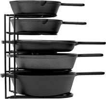 Load image into Gallery viewer, Heavy Duty Pan Organizer, 5 Tier Rack - Holds up to 50 LB - Holds Cast Iron Skillets, Griddles and Shallow Pots - Durable Steel Construction