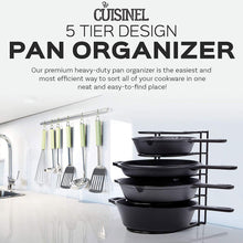 Load image into Gallery viewer, Heavy Duty Pan Organizer, 5 Tier Rack - Holds up to 50 LB - Holds Cast Iron Skillets, Griddles and Shallow Pots - Durable Steel Construction