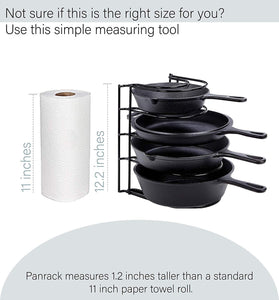 Heavy Duty Pan Organizer, 5 Tier Rack - Holds up to 50 LB - Holds Cast Iron Skillets, Griddles and Shallow Pots - Durable Steel Construction