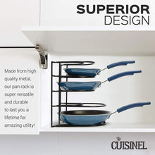 Load image into Gallery viewer, Heavy Duty Pan Organizer, 5 Tier Rack - Holds up to 50 LB - Holds Cast Iron Skillets, Griddles and Shallow Pots - Durable Steel Construction