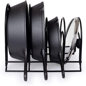 Heavy Duty Pan Organizer, 5 Tier Rack - Holds up to 50 LB - Holds Cast Iron Skillets, Griddles and Shallow Pots - Durable Steel Construction