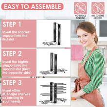 Load image into Gallery viewer, Pan Organizer Rack for Cabinet, Pot Rack with 3 DIY Methods, Adjustable Pots and Pans Organizer under Cabinet with 8 Tiers, Large &amp; Small Pot Organizer Rack for Cabinet Kitchen Cookware Organizer
