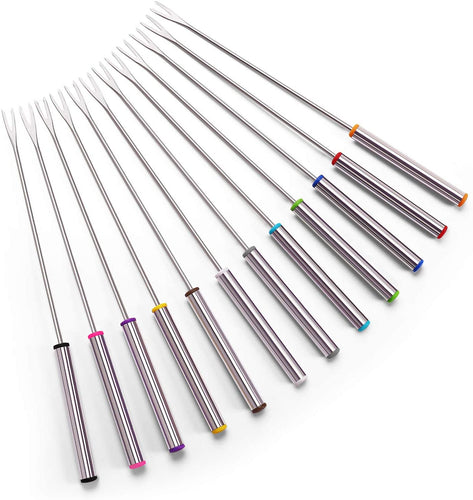 Set of 12 Stainless Steel Fondue Forks 9.5