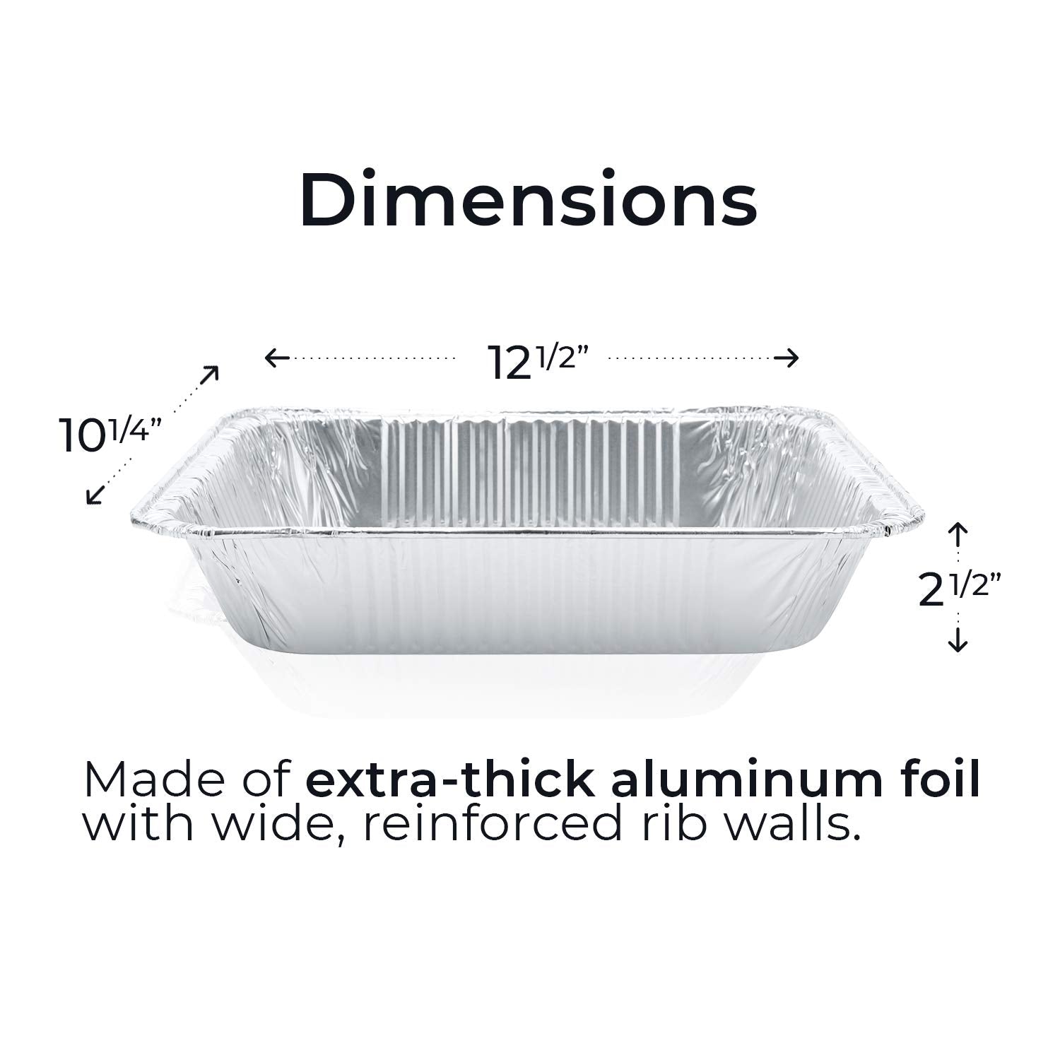 9x13 Foil Pans with Lids (25-Pack) - Heavy Duty - Deep Half-Size Dispo –  TreeLen