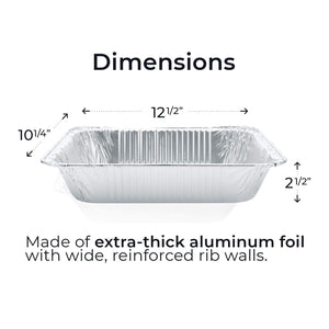 9x13 Foil Pans with Lids (25-Pack) - Heavy Duty - Deep Half-Size Disposable Aluminum Pans W/Lids. Great for Baking, Cooking, Grilling, Serving & Lining Steam-Table Trays/Chafers