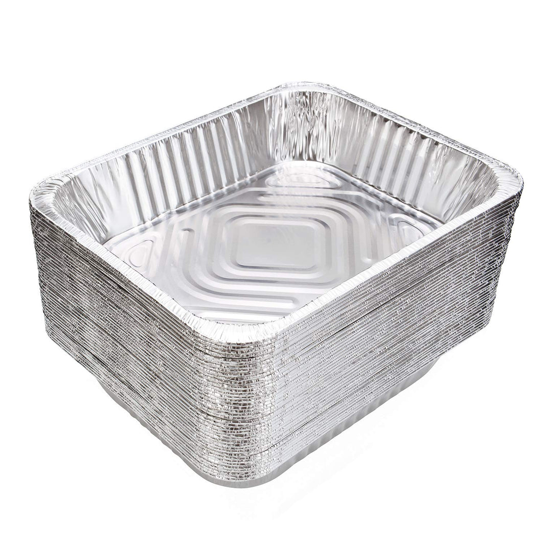 9x13 Aluminum Pans Disposable (30-Pack) - HEAVY DUTY - Half-Size