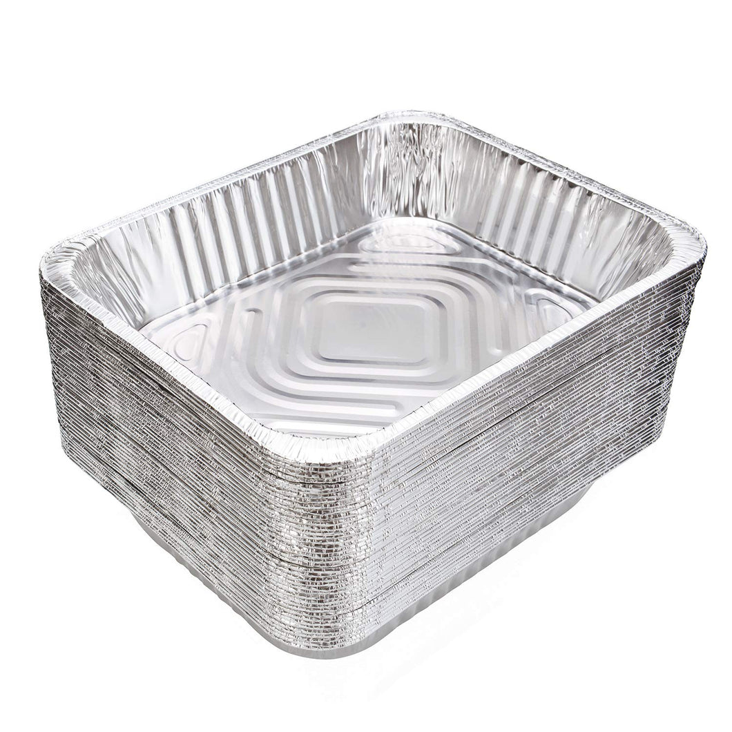 9x13 Aluminum Pans Disposable (30-Pack) - HEAVY DUTY - Half-Size Deep Foil Pans. Great for Baking, Cooking, Grilling, Serving & Lining Steam-Table Trays/Chafers. Pan Size - 12 1/2
