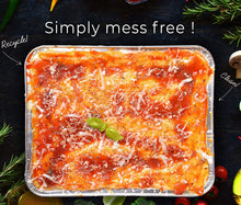 Load image into Gallery viewer, 9x13 Aluminum Pans Disposable (30-Pack) - HEAVY DUTY - Half-Size Deep Foil Pans. Great for Baking, Cooking, Grilling, Serving &amp; Lining Steam-Table Trays/Chafers. Pan Size - 12 1/2&quot; x 10 1/4&quot; x 2 1/2&quot;