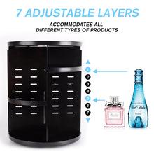 Load image into Gallery viewer, 360 Rotating Makeup Organizer, DIY Adjustable Makeup Carousel Spinning Holder Storage Rack, Large Capacity Make up Caddy Shelf Cosmetics Organizer Box, Great for Countertop, Black