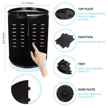 Load image into Gallery viewer, 360 Rotating Makeup Organizer, DIY Adjustable Makeup Carousel Spinning Holder Storage Rack, Large Capacity Make up Caddy Shelf Cosmetics Organizer Box, Great for Countertop, Black