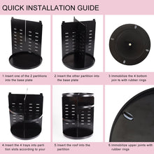Load image into Gallery viewer, 360 Rotating Makeup Organizer, DIY Adjustable Makeup Carousel Spinning Holder Storage Rack, Large Capacity Make up Caddy Shelf Cosmetics Organizer Box, Great for Countertop, Black