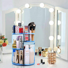 Load image into Gallery viewer, Rotating Makeup Organizer, Makeup Carousel Spinning Holder Storage Rack, Large Capacity Make up Caddy Shelf Cosmetics Organizer, Great for Countertop, Blue