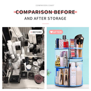 Rotating Makeup Organizer, Makeup Carousel Spinning Holder Storage Rack, Large Capacity Make up Caddy Shelf Cosmetics Organizer, Great for Countertop, Blue