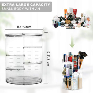 360 Spinning Makeup Organizer, Lazy Susan Rack Cosmetic Carousel Storage Shelf, Great for Countertop and Bathroom, Clear