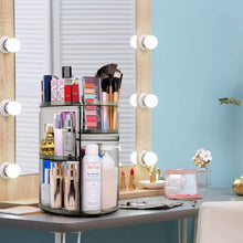 Load image into Gallery viewer, 360 Degree Rotation Makeup Organizer Gray, Lazy Susan Cosmetics Storage Shelf Makeup Carousel Rotating Display Rack, Great for Countertop Bathroom Counter