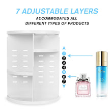 Load image into Gallery viewer, 360 Makeup Organizer, DIY Detachable Spinning Cosmetic Makeup Caddy Storage DIsplay Bag Case Large Capacity Makeup Box Acrylic Vanity Organizer Box, Great for Countertop and Bathroom, White